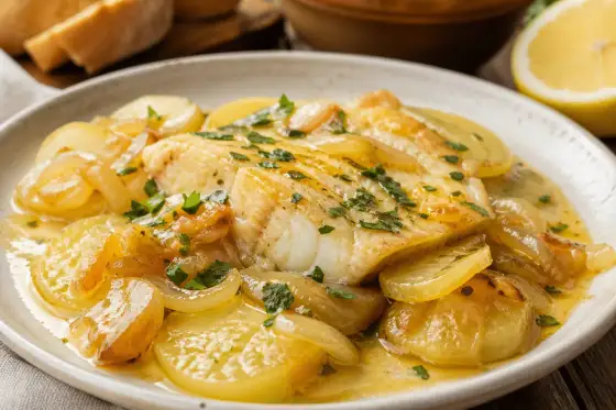Merluza al horno con patatas - Jugosa y en su punto
